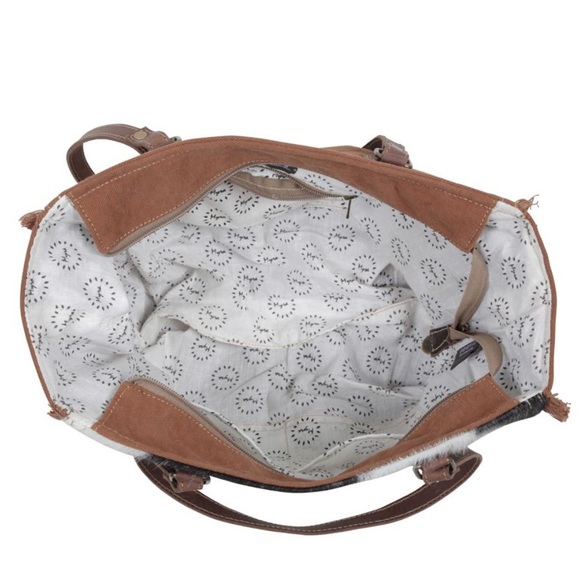 Myra shoulder tote purse. Myra large Tote bag Canvas, hairon and leather.  NWT - Picture 5 of 5